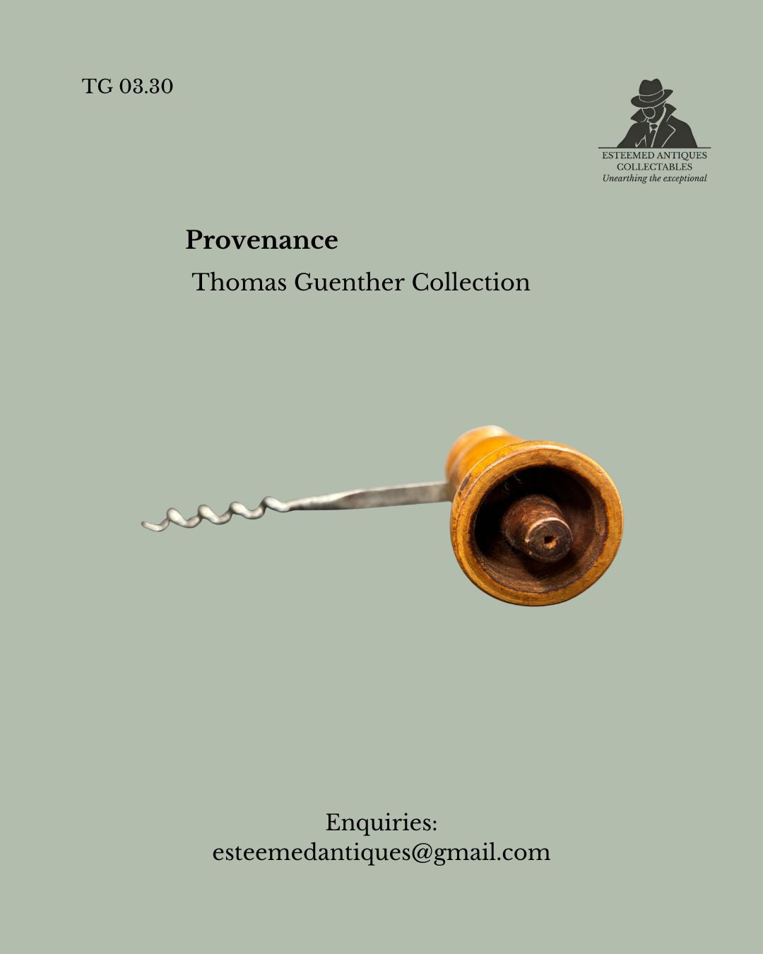 Codd Bottle Opener Combination Corkscrew, Turned Wood Handle, Direct Pull, England, circa 1880 to 1900