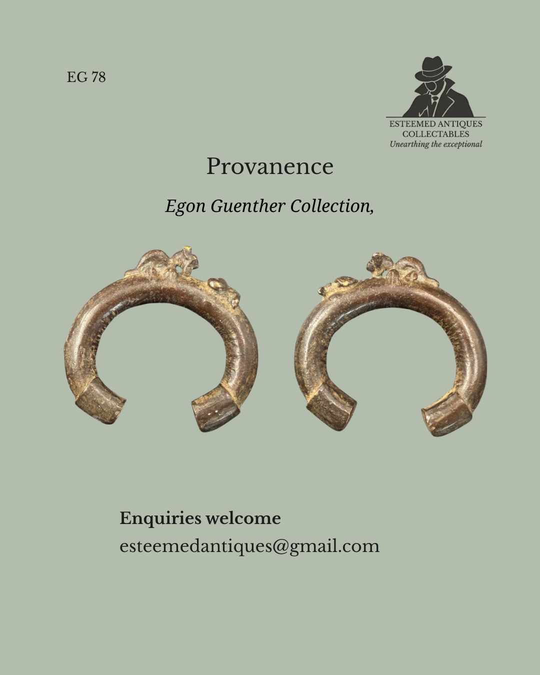 EG 78 19th Century Edo (Benin Kingdom) Cast Bronze Manilla Bracelet – Nigeria