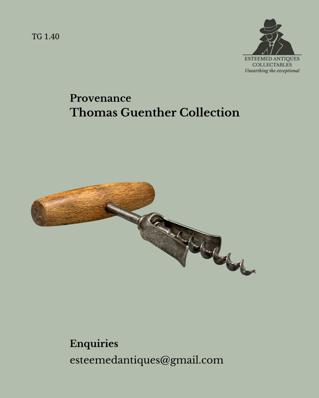 “Duck-Bill Corkscrew, W. Sommers Patent Type, Steel with Wooden T-Handle, Germany, c.1897–1905”
