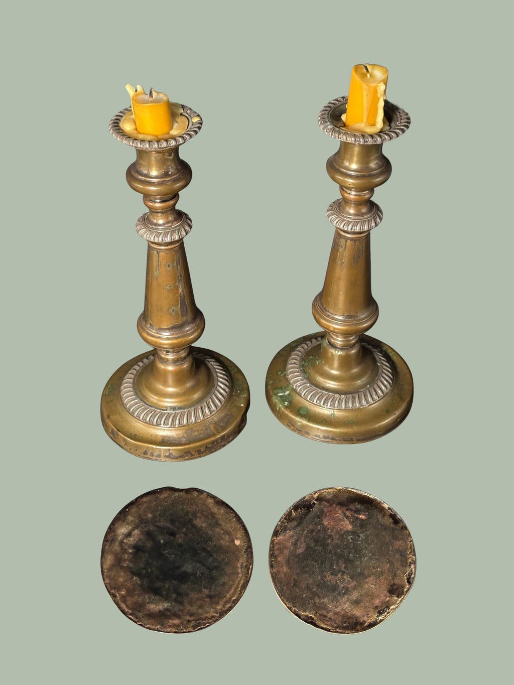 Antique Georgian-period Brass Candlesticks circa 1790–1815 (Pair)