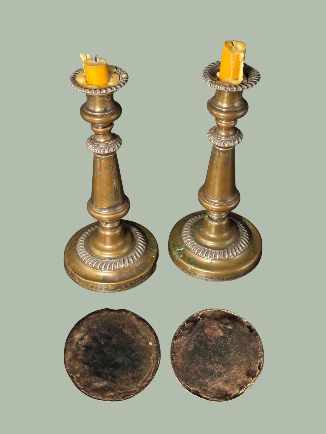 Antique Georgian-period Brass Candlesticks circa 1790–1815 (Pair)