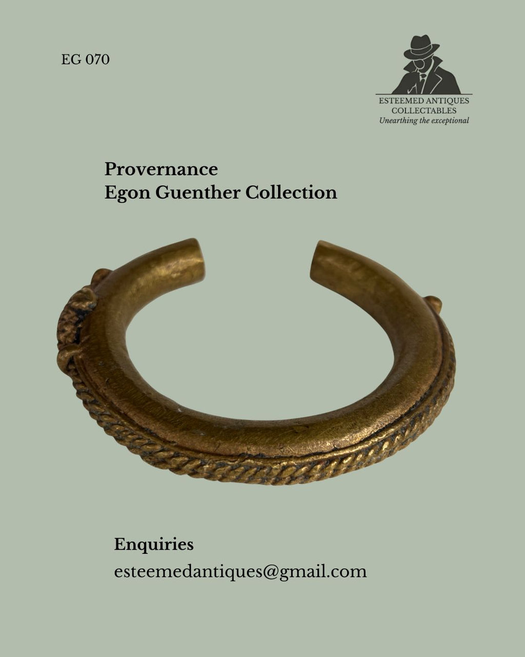 West African Cast Brass Bracelet – Akan Cultural Area (Attributed), Ghana / Côte d’Ivoire