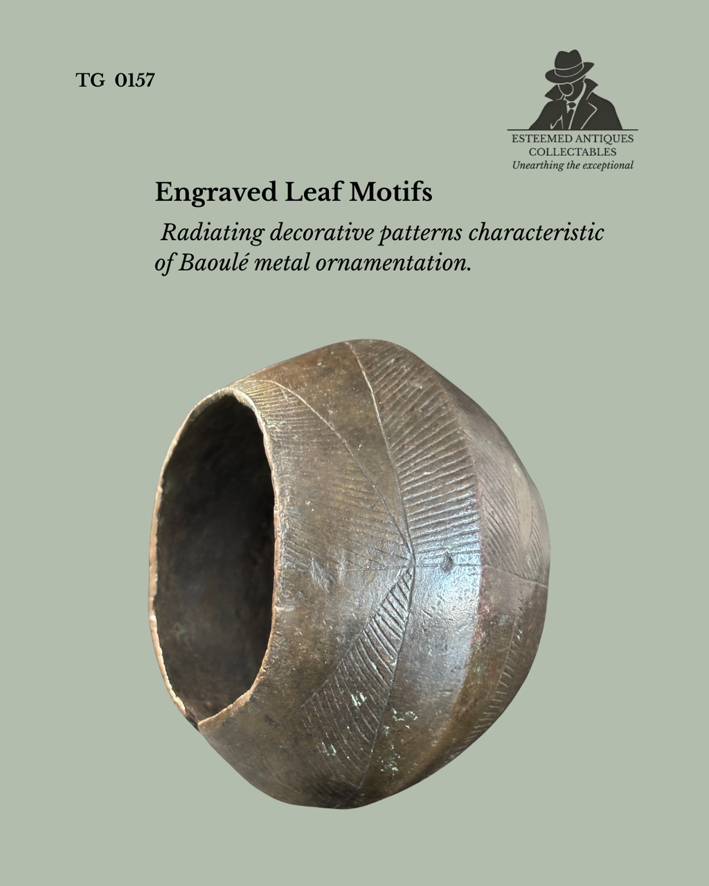 Baoulé Cast Brass Bracelet, Côte d’Ivoire – West African Lost Wax Bronze Bangle