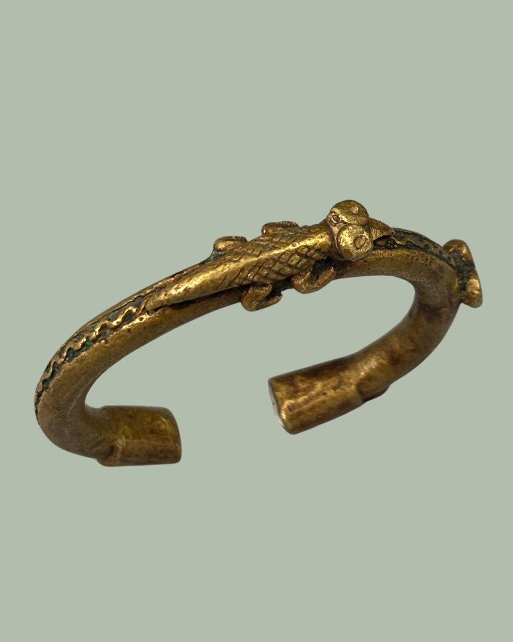 Akan Cast Bronze Crocodile Bracelet, West Africa (Ghana), Lost-Wax Copper Alloy