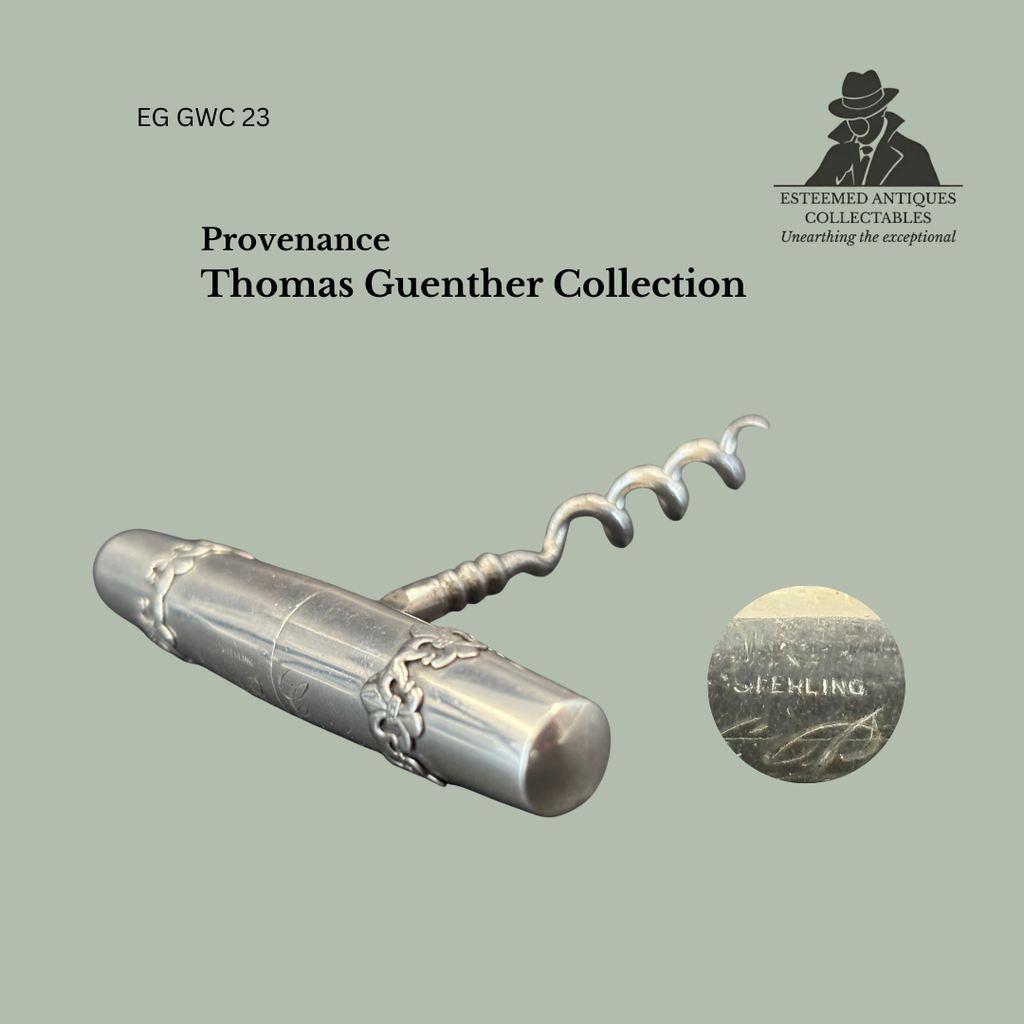 Sterling Silver Roundlet Pocket Corkscrew, Art Nouveau Applied Decoration, United States, c.1890–1910