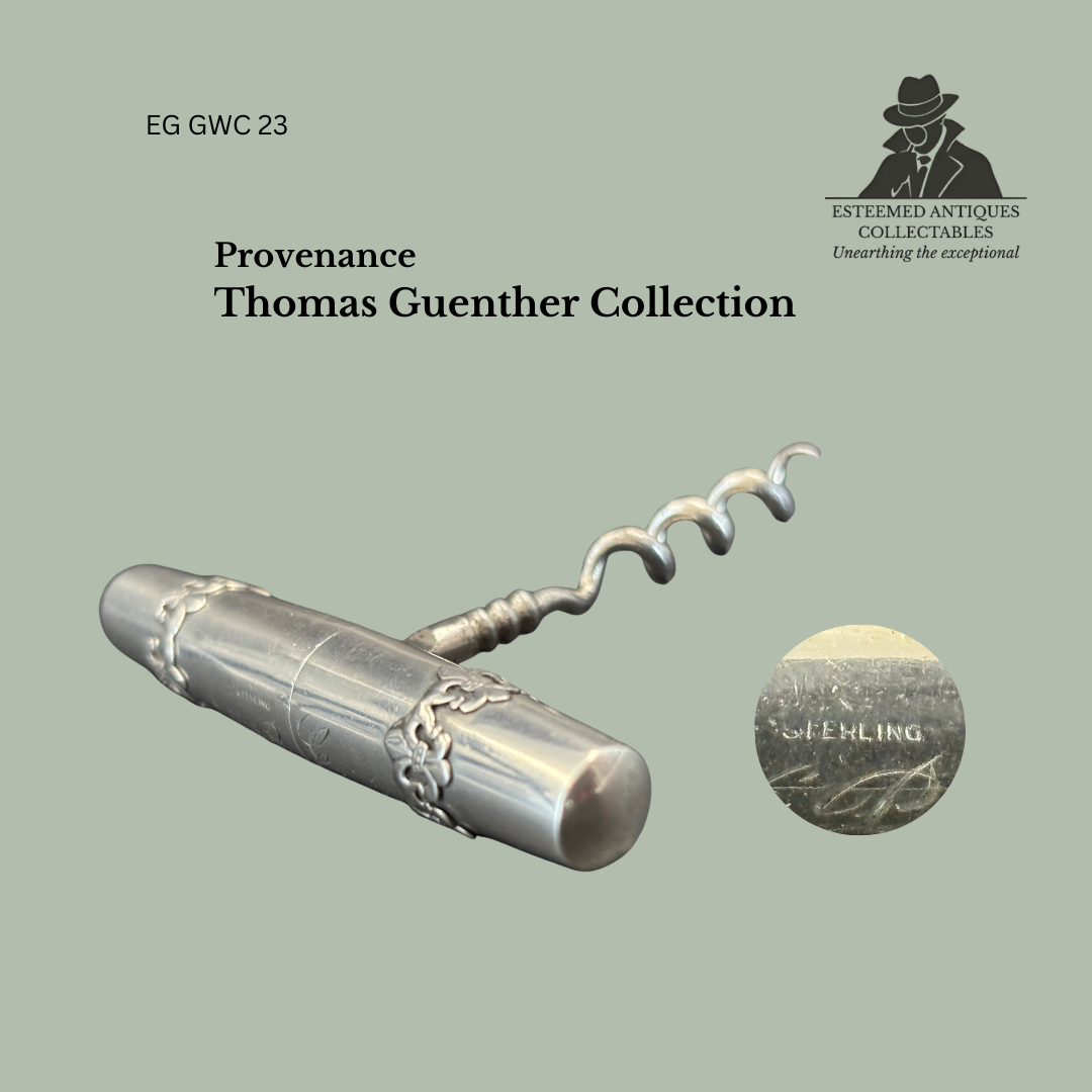 Sterling Silver Roundlet Pocket Corkscrew, Art Nouveau Applied Decoration, United States, c.1890–1910