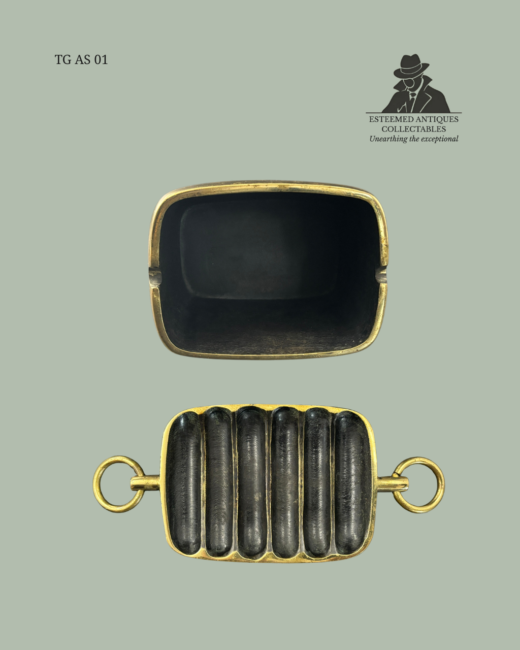 TG AS 01 - Mid-Century Modern Cast Brass Ashtray with Ring Handles
