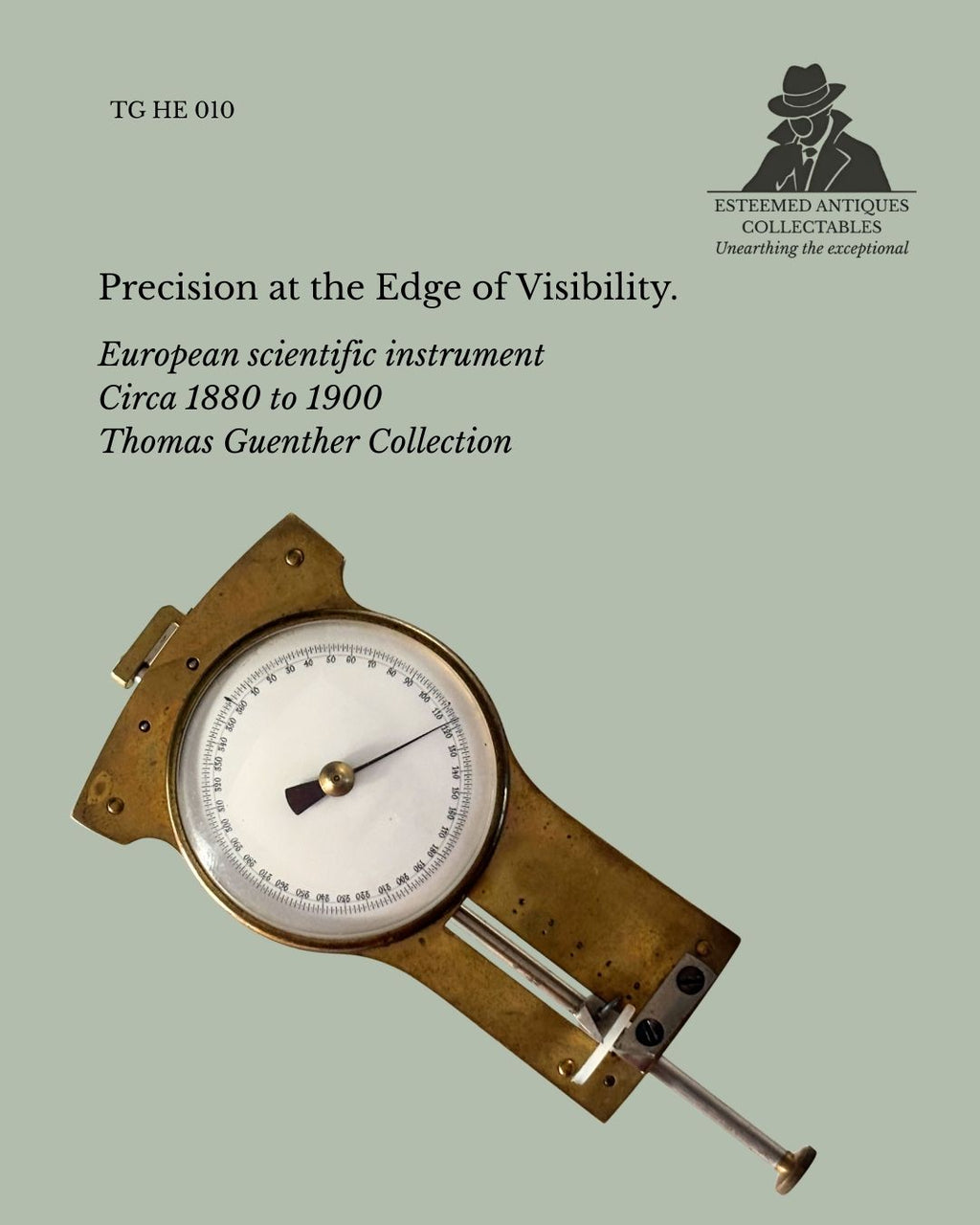 Antique Coverslip Micrometer, Brass Microscope Thickness Gauge, Europe c.1890