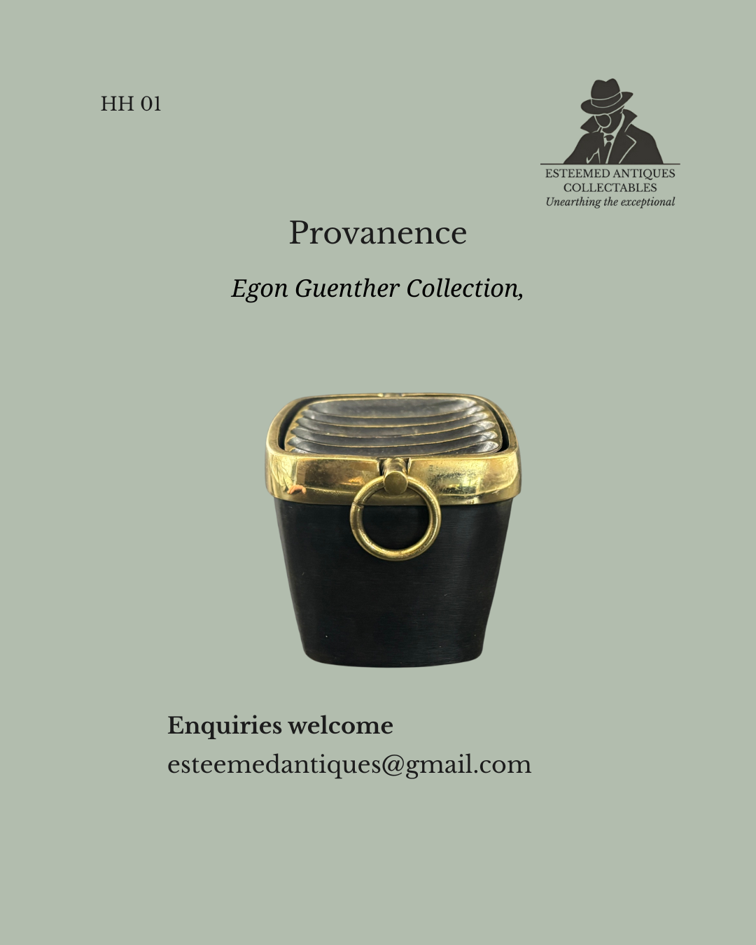 TG AS 01 - Mid-Century Modern Cast Brass Ashtray with Ring Handles