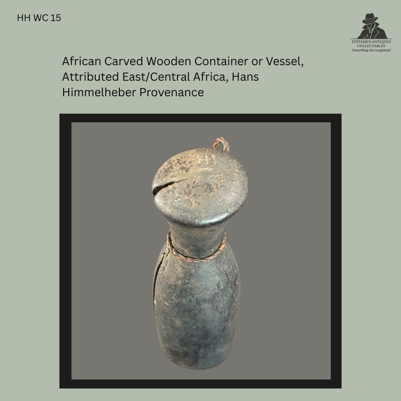 Hand-carved African wooden container of undetermined specific function, ex Hans Himmelheber and Egon Guenther collections.