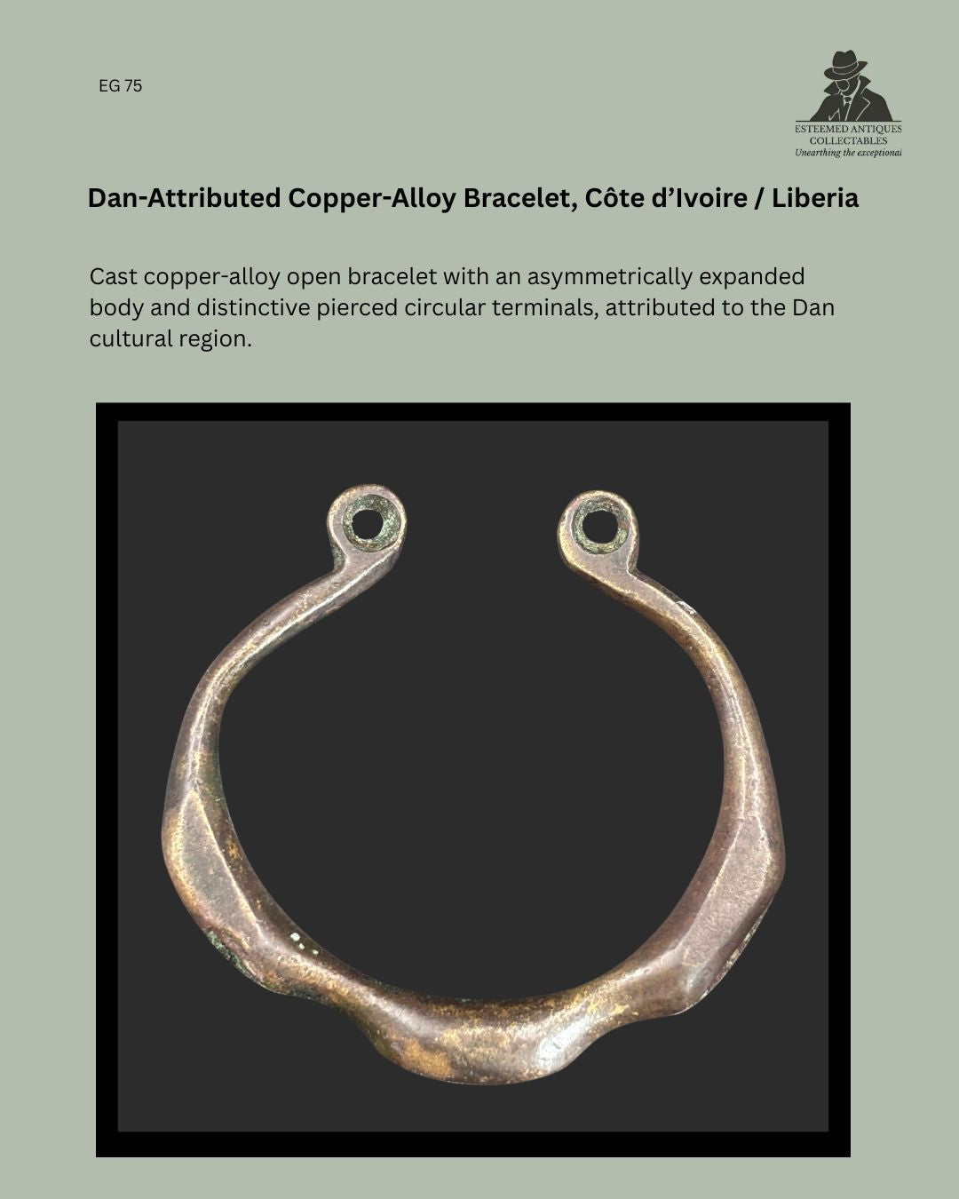 Dan-Attributed Copper-Alloy Bracelet, Côte d’Ivoire / Liberia, Early 20th Century
