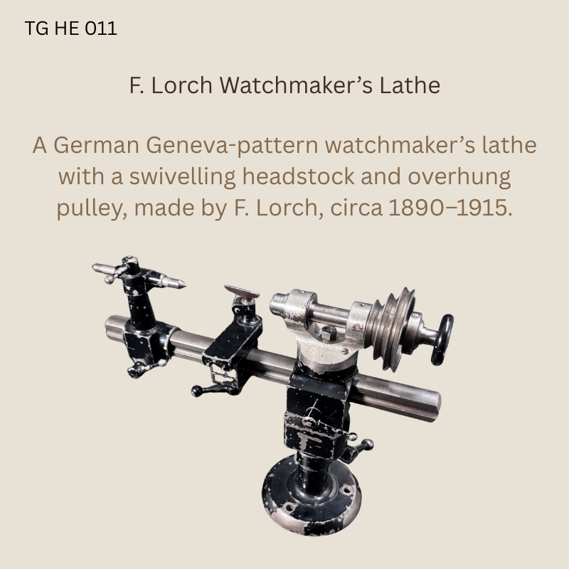 F. Lorch Geneva-Pattern Watchmaker’s Lathe with Hand-Cranked Drive, Cast Iron and Steel, Germany, c.1890–1915