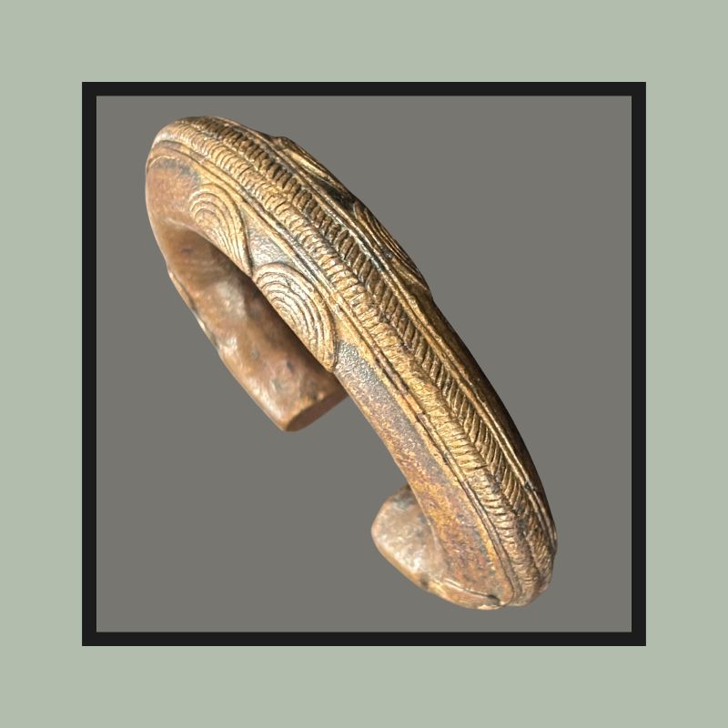 Brass Manilla-Form Bracelet, Akan Culture, Ghana, Lost-Wax Cast