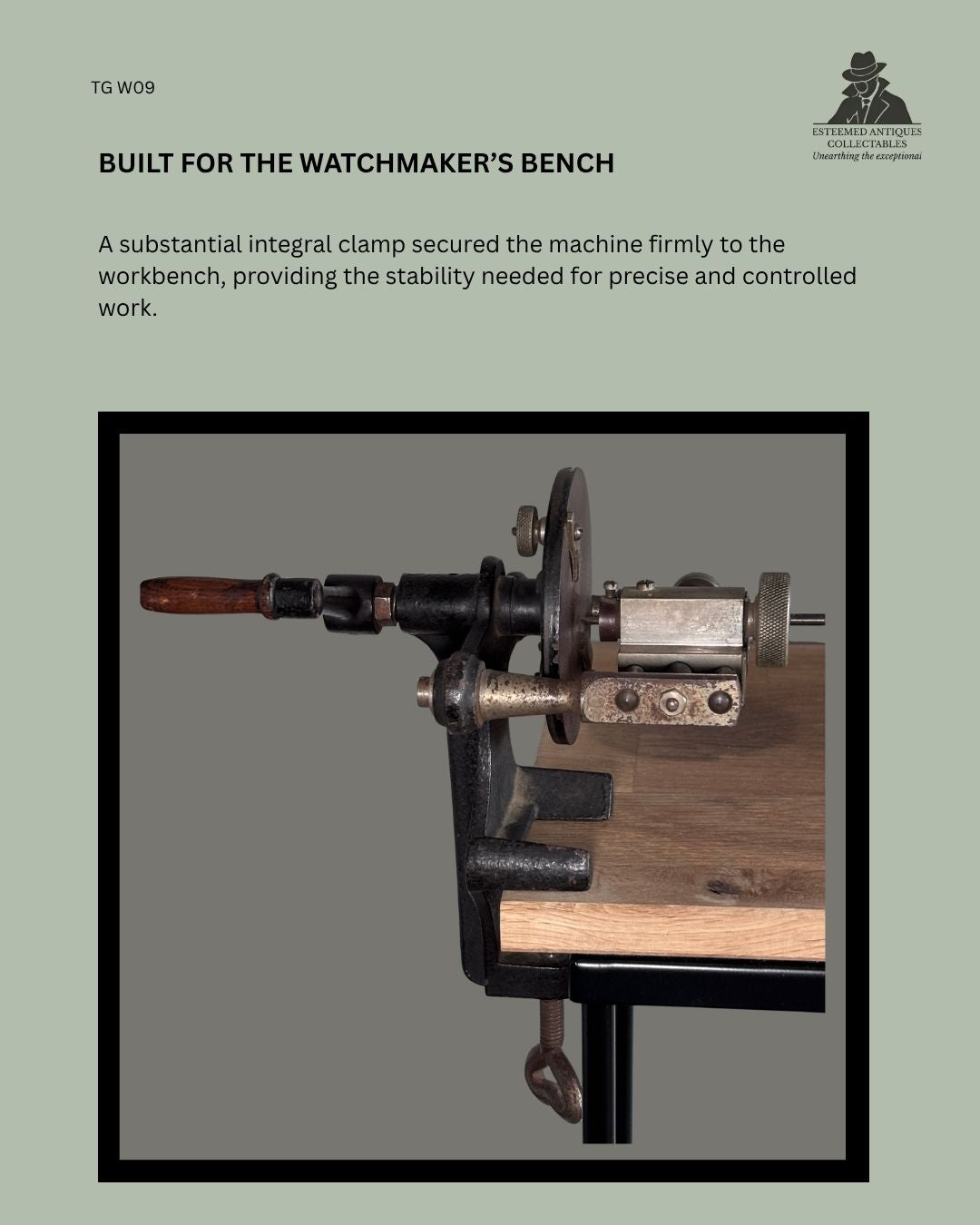 R.P.V. Antique hand-operated watchmaker’s machine-tool for cutting and shaping watch glass, Austria, circa 1930.”