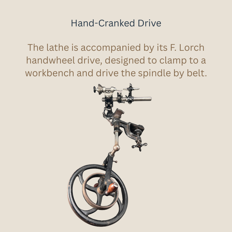 F. Lorch Geneva-Pattern Watchmaker’s Lathe with Hand-Cranked Drive, Cast Iron and Steel, Germany, c.1890–1915