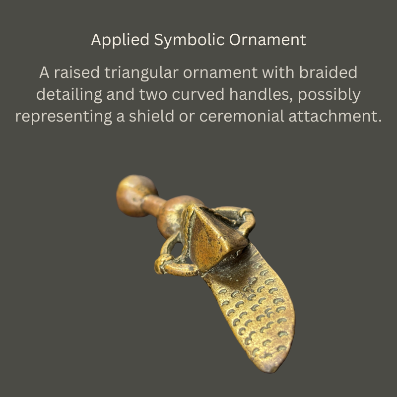 Asante Ceremonial State-Sword Goldweight with Ornamented Scabbard, Cast Brass, Ghana, circa 1890–1920