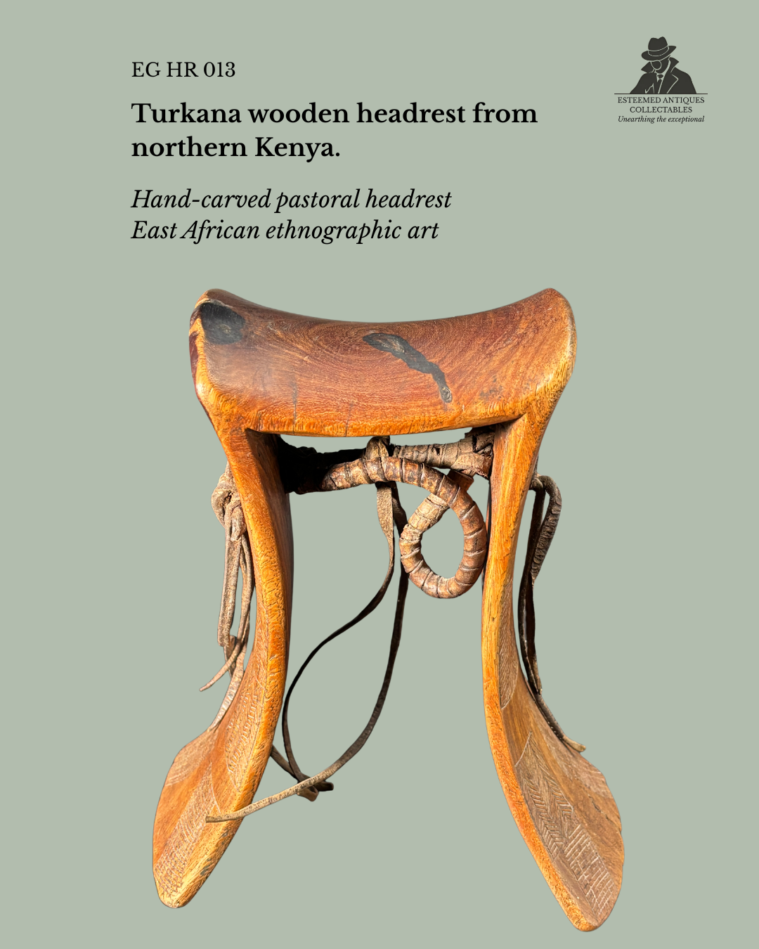 Turkana Headrest – Northern Kenya Pastoral Culture Hand-Carved Wooden Headrest