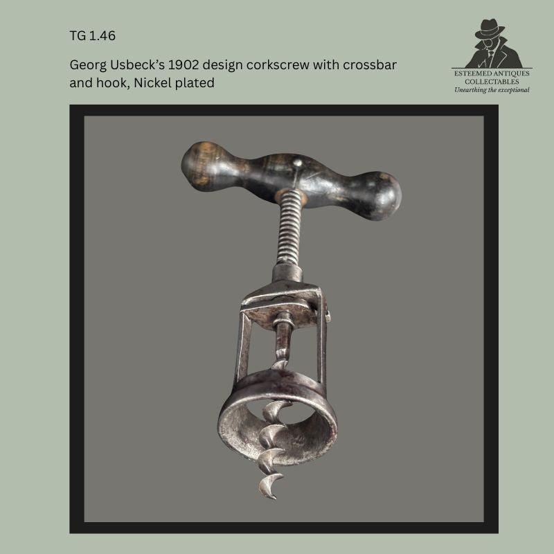Two German Patent Corkscrews, Usbeck 1902 and Ehrhardt Challenge 1891, Steel and Wood, Germany - For Sale