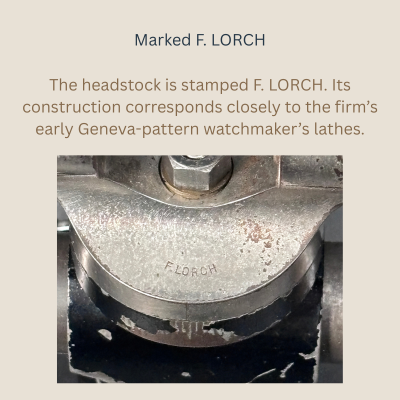 F. Lorch Geneva-Pattern Watchmaker’s Lathe with Hand-Cranked Drive, Cast Iron and Steel, Germany, c.1890–1915