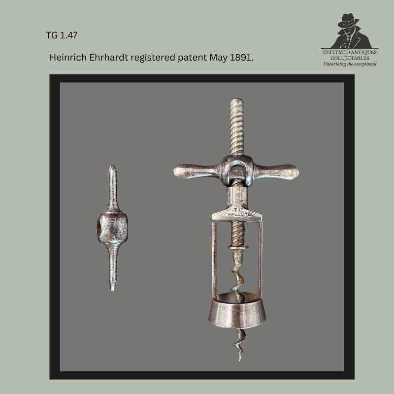 Two German Patent Corkscrews, Usbeck 1902 and Ehrhardt Challenge 1891, Steel and Wood, Germany - For Sale