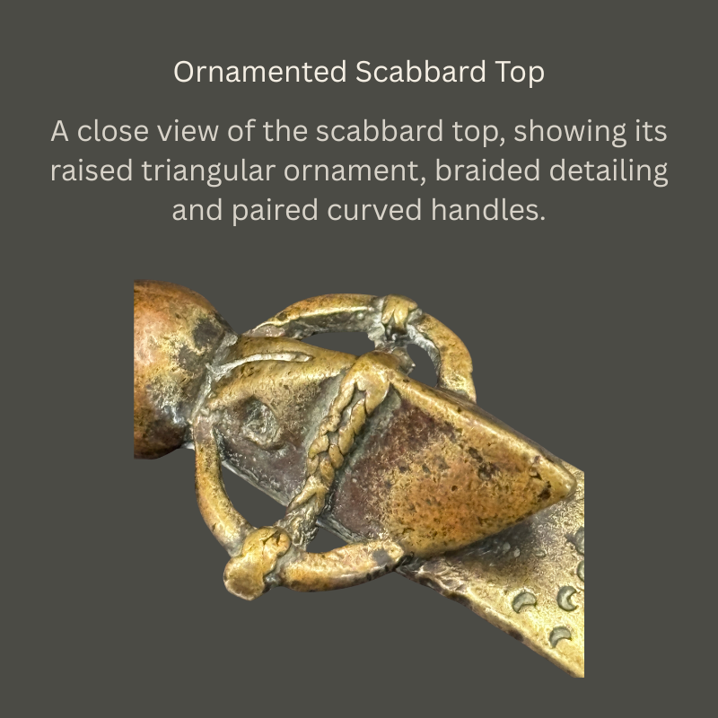 Asante Ceremonial State-Sword Goldweight with Ornamented Scabbard, Cast Brass, Ghana, circa 1890–1920
