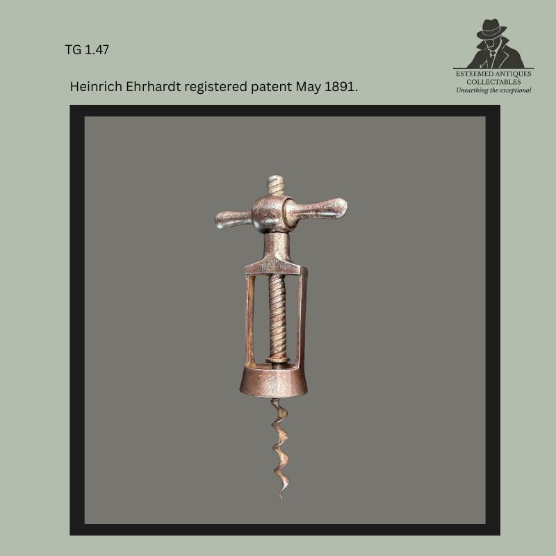 Two German Patent Corkscrews, Usbeck 1902 and Ehrhardt Challenge 1891, Steel and Wood, Germany - For Sale