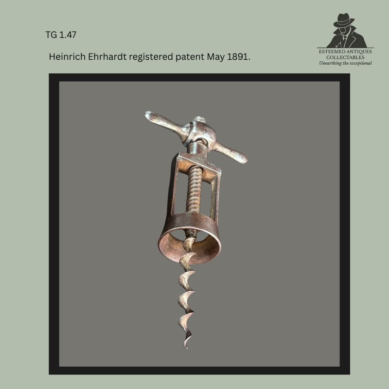 Two German Patent Corkscrews, Usbeck 1902 and Ehrhardt Challenge 1891, Steel and Wood, Germany - For Sale
