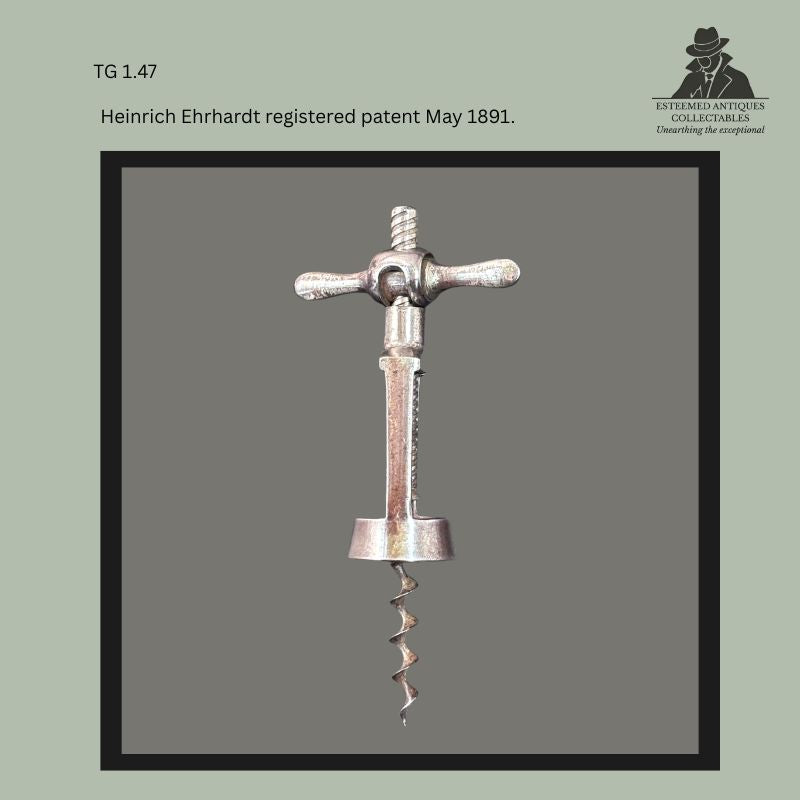 Two German Patent Corkscrews, Usbeck 1902 and Ehrhardt Challenge 1891, Steel and Wood, Germany - For Sale