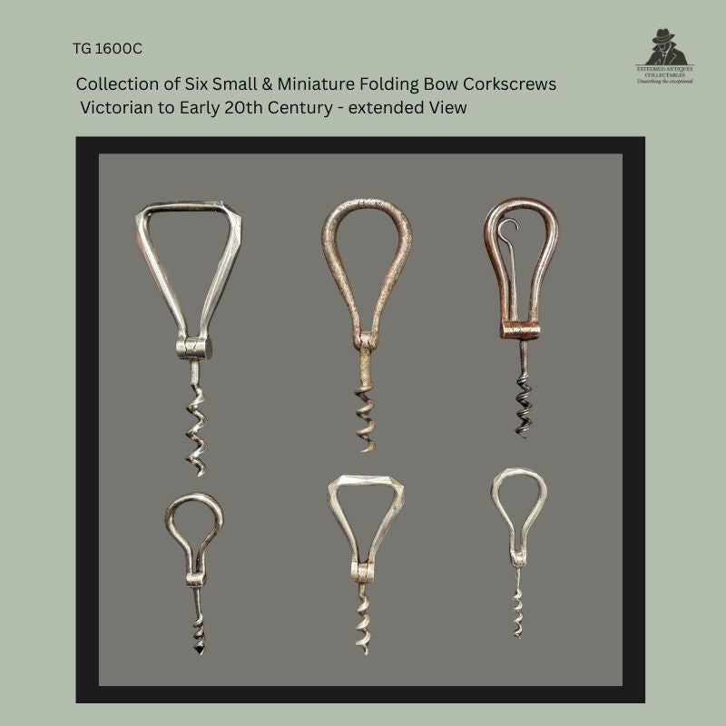 Collection of 6 Small & Miniature Folding Bow Corkscrews for Sale – Victorian to Early 20th Century Pocket Corkscrew Group | TG 1600C