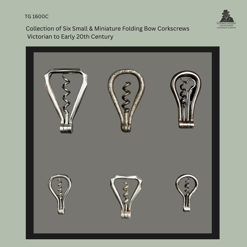 Collection of 6 Small & Miniature Folding Bow Corkscrews for Sale – Victorian to Early 20th Century Pocket Corkscrew Group | TG 1600C