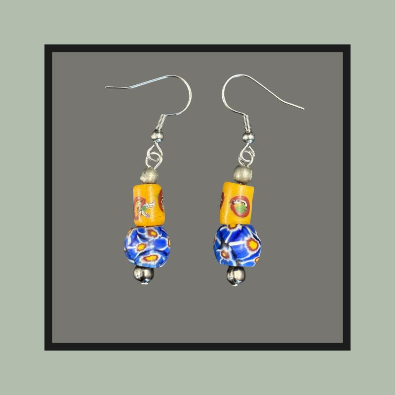 Venetian Millefiori Trade Bead Necklace with Phenolic Amber Centre, Italy, Glass and Resin  TG VNB 20
