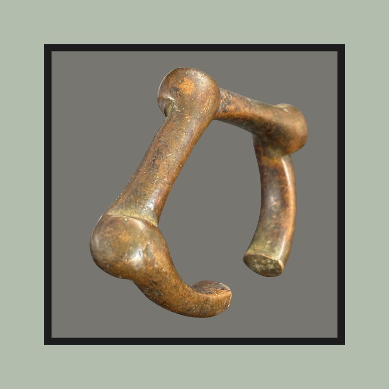 West African Cast Brass Three-Knobbed Bangle, Akan Attributed, Ghana, Manilla-Related Form