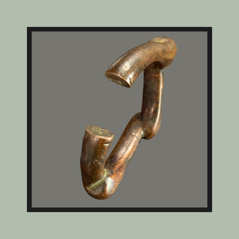 West African Cast Brass Three-Knobbed Bangle, Akan Attributed, Ghana, Manilla-Related Form