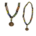 Rare antique Venetian trade bead Necklace paired with authentic Akan lost-wax bell