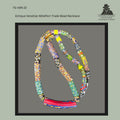 Restrung antique Venetian millefiori glass trade bead necklace composed of mixed mosaic cane beads, including long cylindrical and tubular examples with multicoloured floral, geometric and eye motifs, finished with a modern clasp, from the Thomas Guenther Collection.
