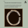 Catalogue panel showing HH 2, a substantial open-form West African copper-alloy bracelet with incised geometric decoration and raised zoomorphic ornament, formerly collected by Hans Himmelheber.